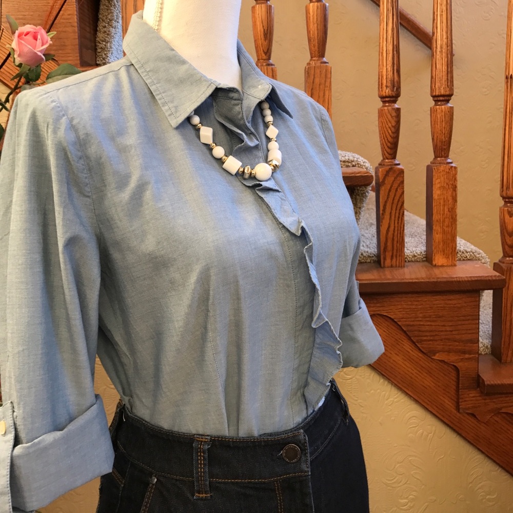 Talbots Blue Blouse - Picture 3 of 8